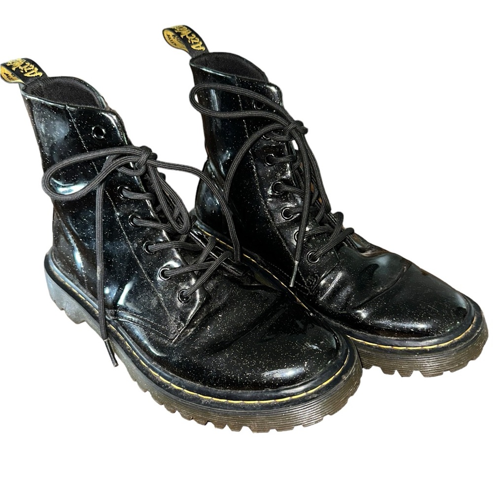Dr. Martens Black Glitter Combat Boots